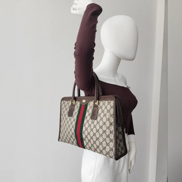 Auth Gucci GG Sherry Line Vintage 1980 Tote Bag